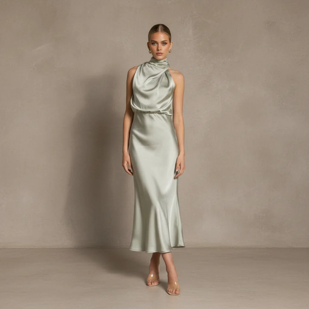 Damen Kleid – Elegantes High-Neck-Kleid für Feier, Dinner & Anlass