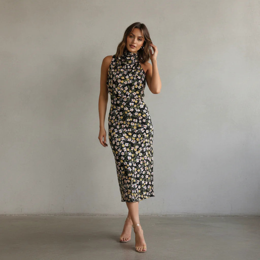 Damen Kleid – Elegantes High-Neck-Kleid für Feier, Dinner & Anlass