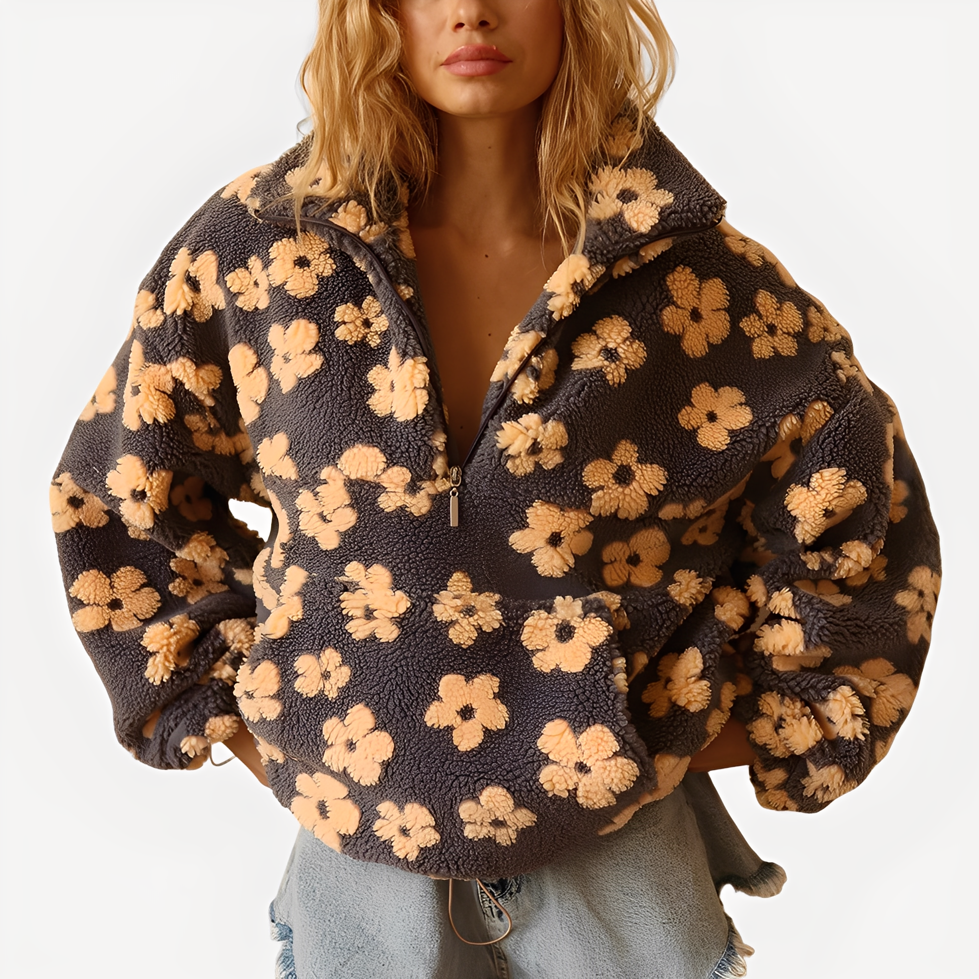 Elizabeth - Zeitgemäßer Pulli mit Blumendekor