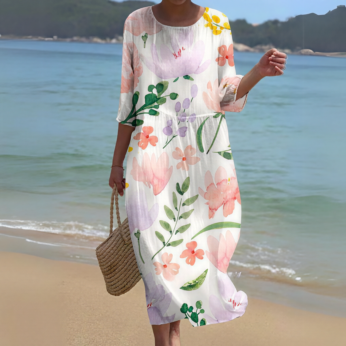 Alina- Elegantes Damen Sommerkleid mit Blumenmuster