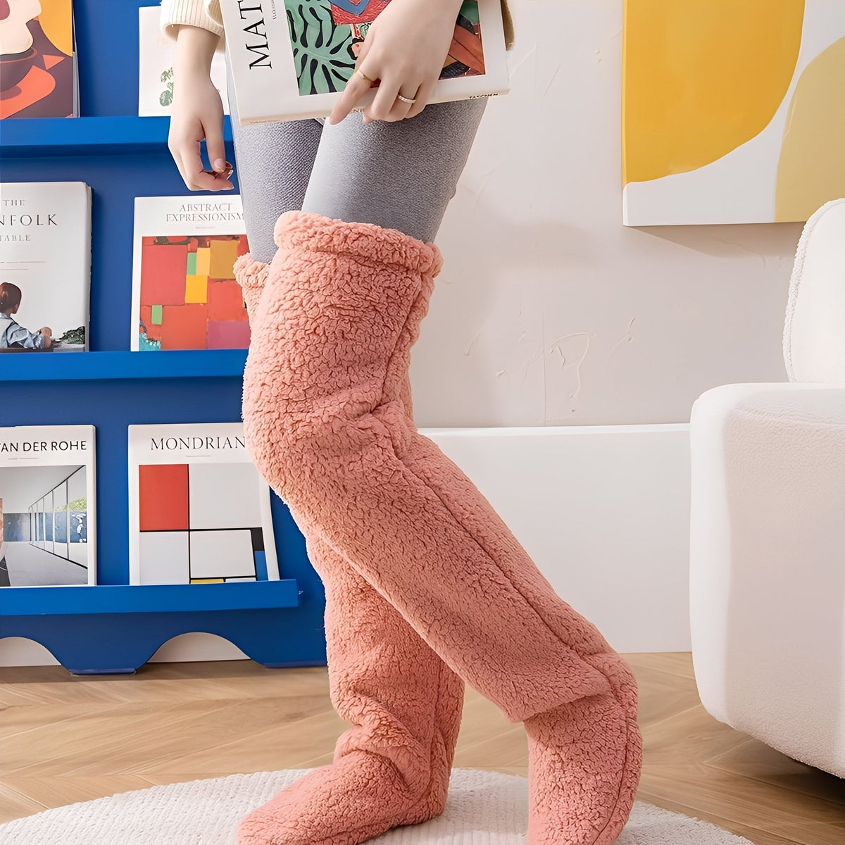 Camellia - Warme Damensocken für den Winter über das Knie