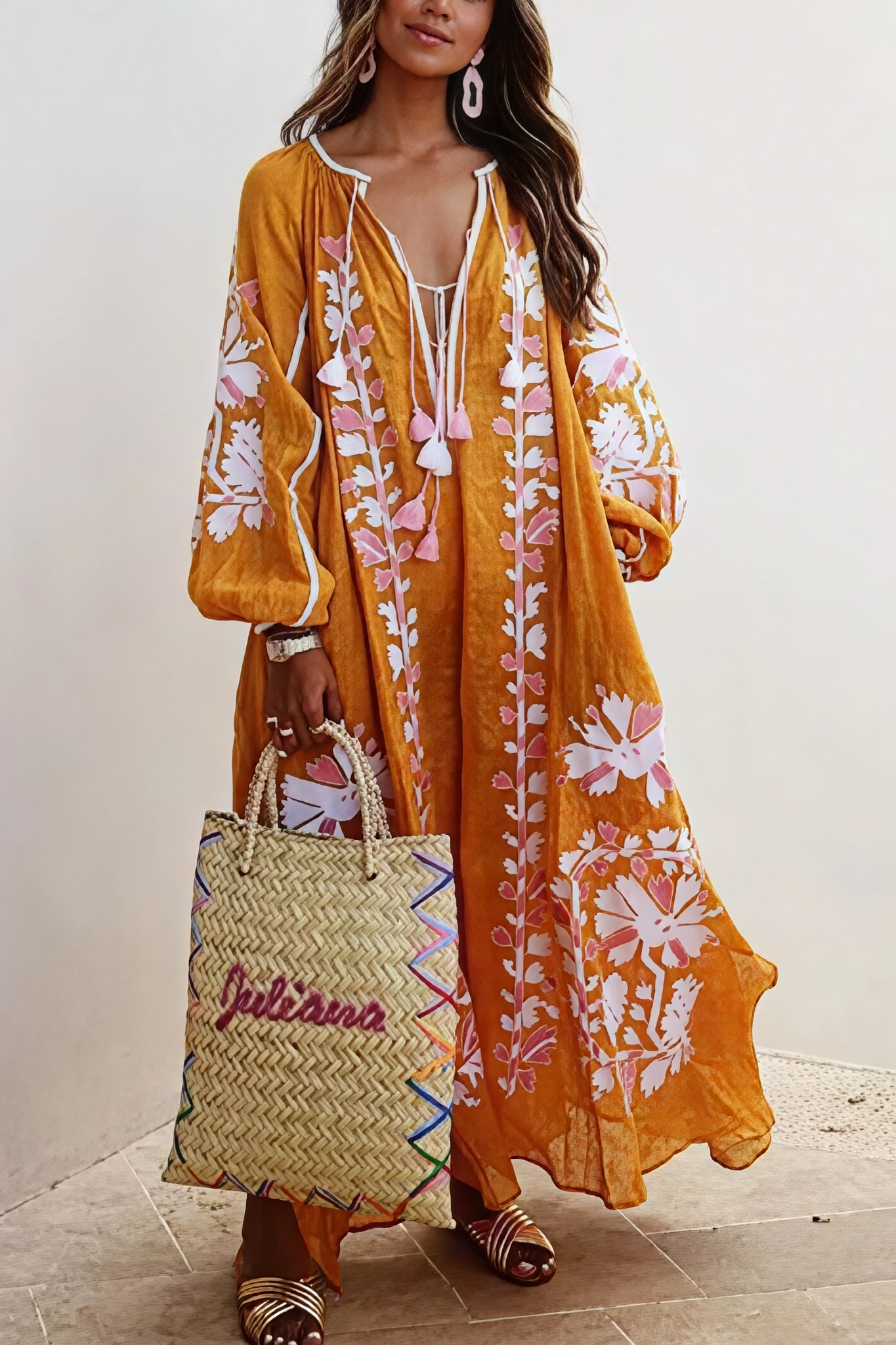 Nelia - Boho Damen Maxikleid