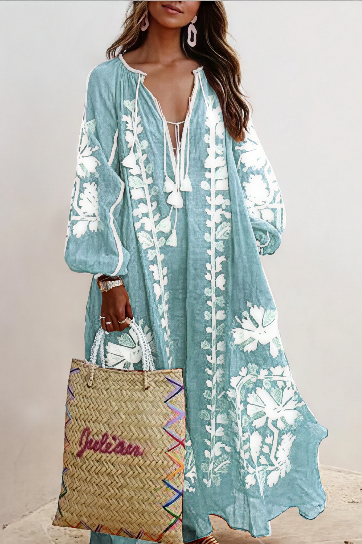 Nelia- Elegantes Damen Boho-Maxikleid