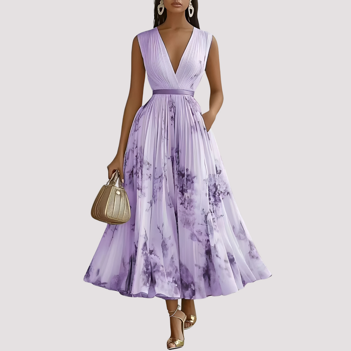 Leah - Midikleid mit floralem Muster und langen Ärmeln