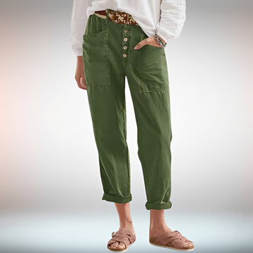 Rhonwen - Stilvolle Locker sitzende Hose mit Knöpfen