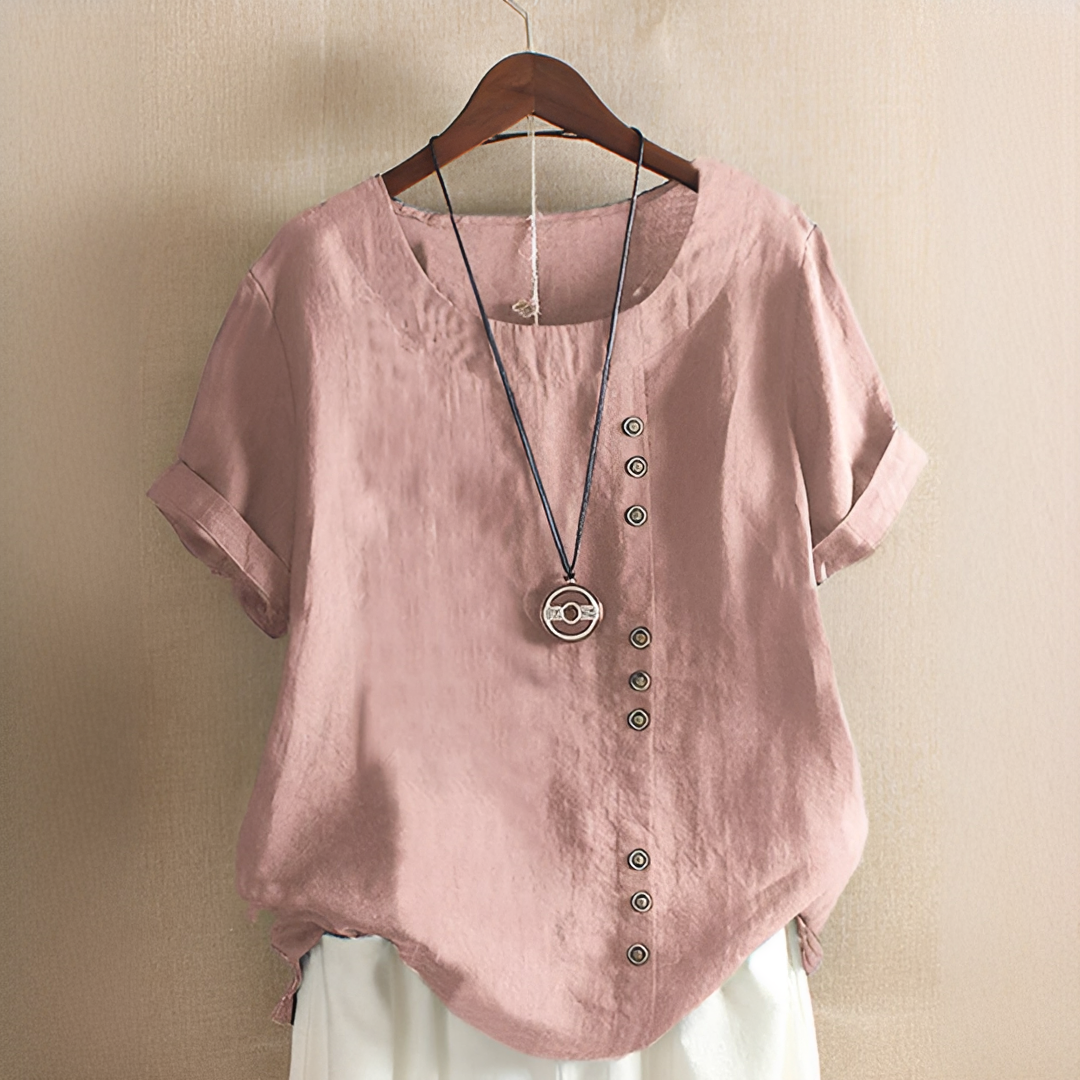 Noelle - Stilvolle Locker sitzende Bluse mit Knöpfen
