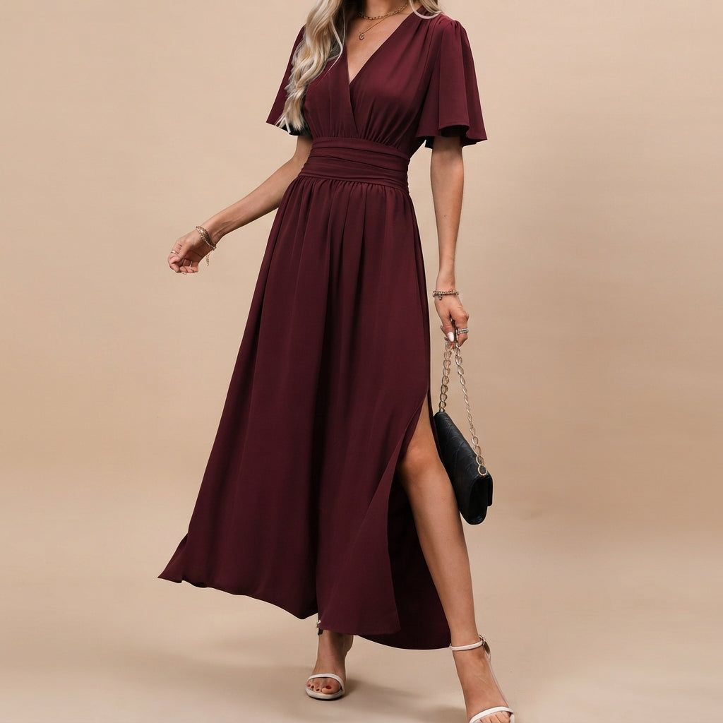 Leyli - Stilvolles Midi-Kleid mit Schlitz
