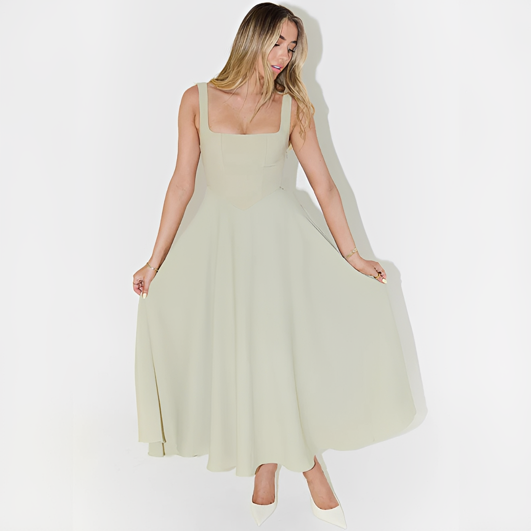 Fioren - Elegantes Midi-Kleid mit Quadratischem Ausschnitt
