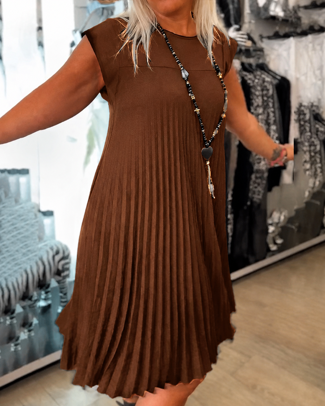 Angélique - Lässiges Plissiertes Kleid