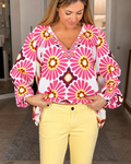 Shamone - Stilvolle V-Ausschnitt Bluse