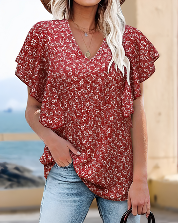 Eleri - Elegante V-Ausschnitt Bluse