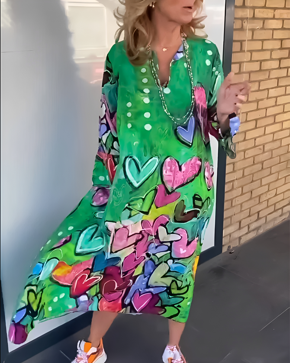 Geneva - Bequemes V-Ausschnitt-Kleid
