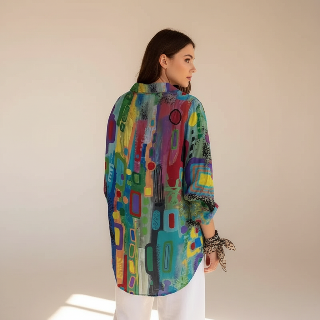 Naeryn - Modernes Hemd mit Print und Knöpfen