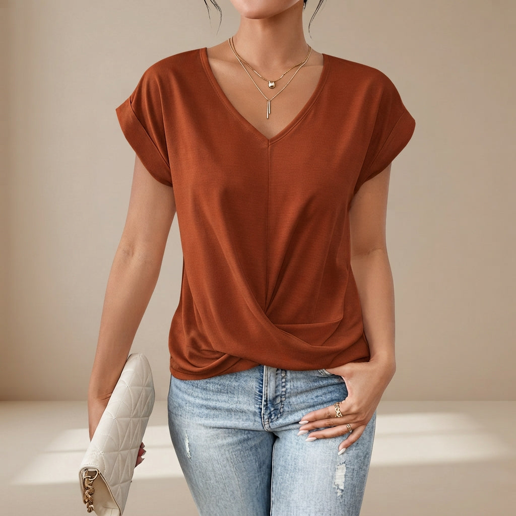 Glenys - Luftiges Shirt mit V-Ausschnitt
