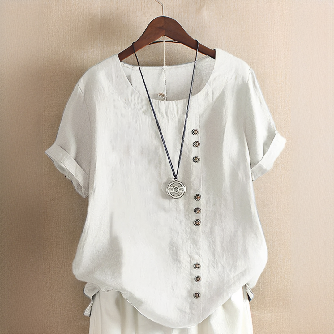 Noelle - Stilvolle Locker sitzende Bluse mit Knöpfen