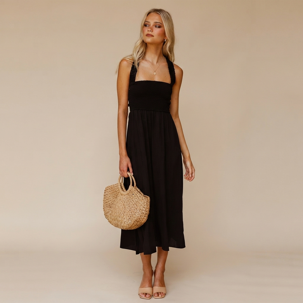 Lena - Elegantes Midikleid mit eckigem Ausschnitt