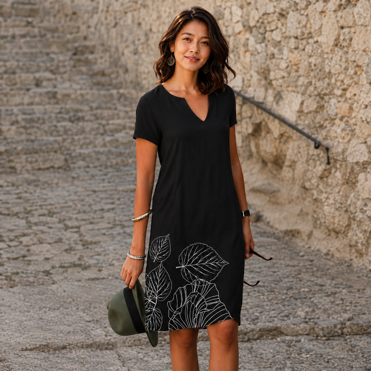Josette - Freizeit-Midikleid mit V-Ausschnitt