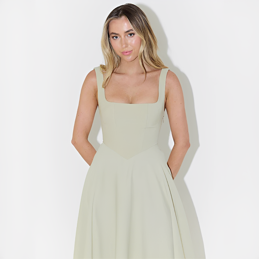 Fioren - Elegantes Midi-Kleid mit Quadratischem Ausschnitt