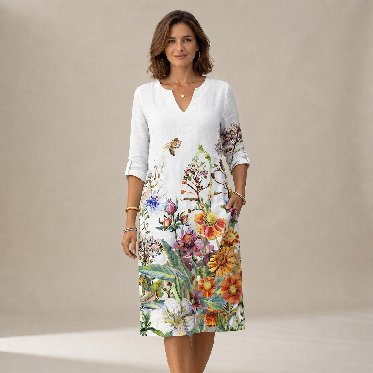 Ninna - Elegantes und vorteilhaftes Kleid mit V-Ausschnitt