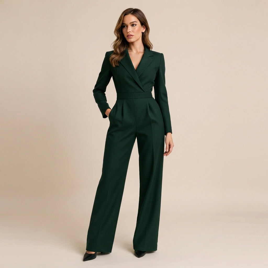Elnaz - Eleganter Einteiler mit V-Ausschnitt und lockerer Silhouette