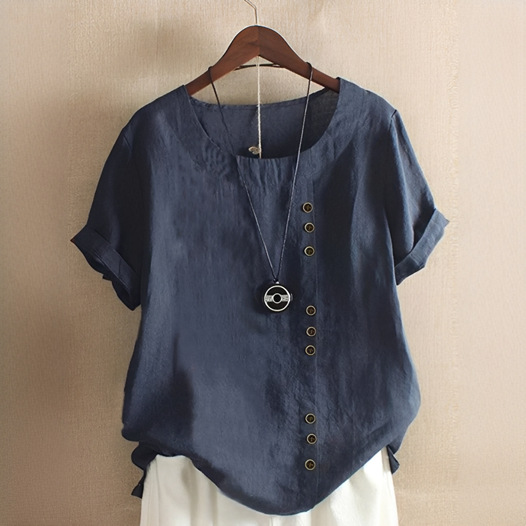 Noelle - Stilvolle Locker sitzende Bluse mit Knöpfen