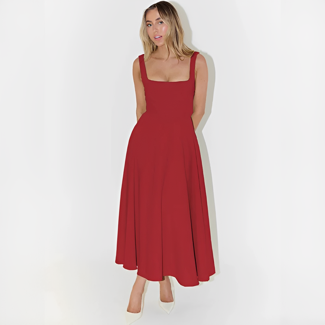 Fioren - Elegantes Midi-Kleid mit Quadratischem Ausschnitt