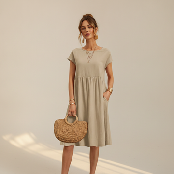 Nubia - Schickes Rundhals-Midikleid