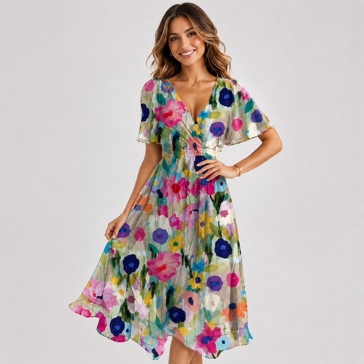 Elsinya - Schickes und fließendes Midi-Kleid