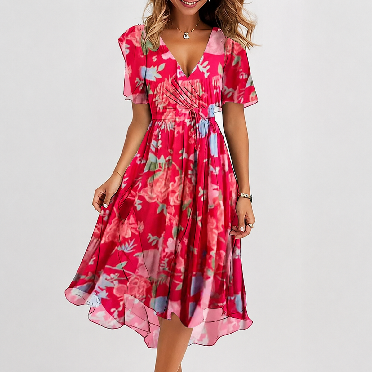 Luella - Luftiges Midikleid mit V-Ausschnitt