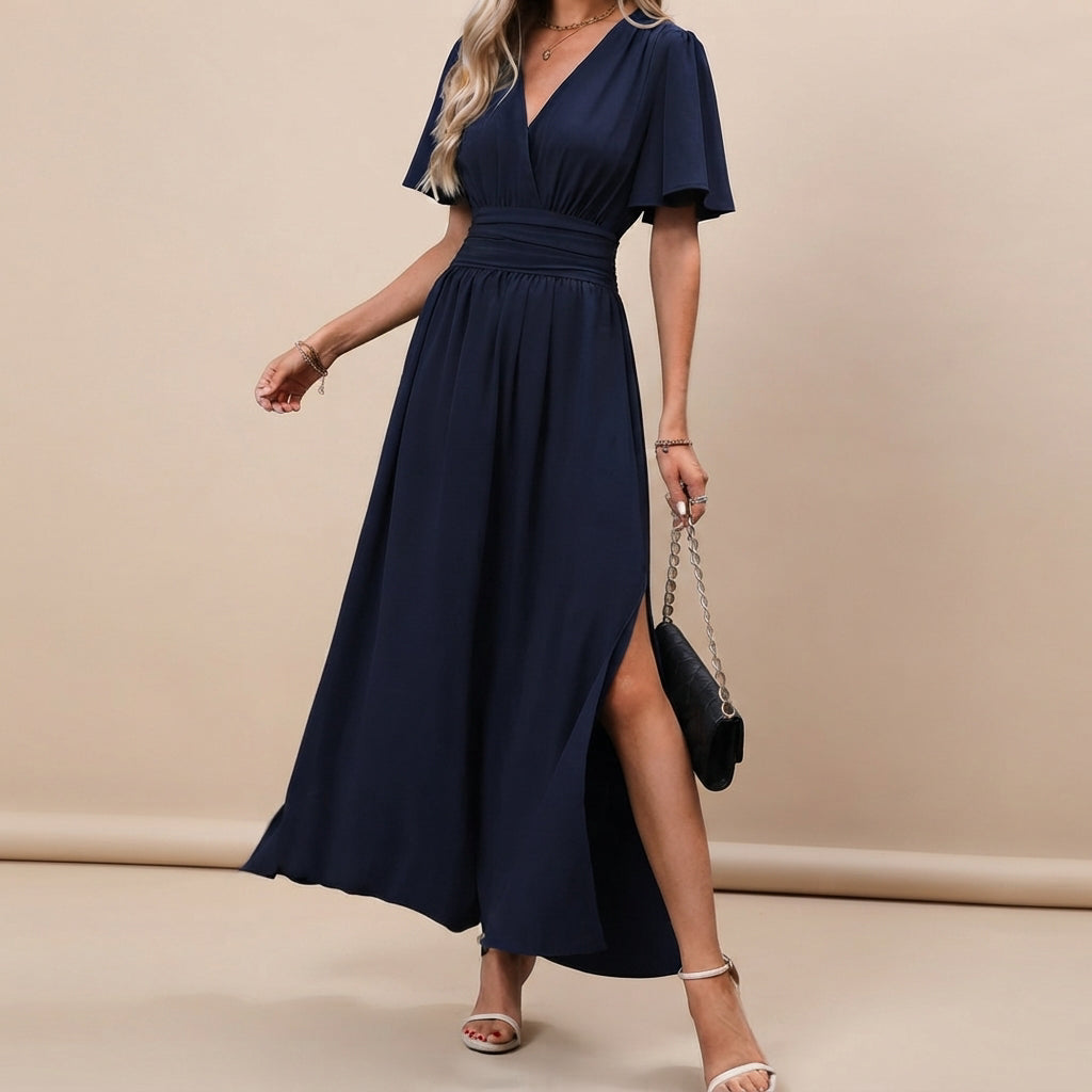 Leyli - Stilvolles Midi-Kleid mit Schlitz