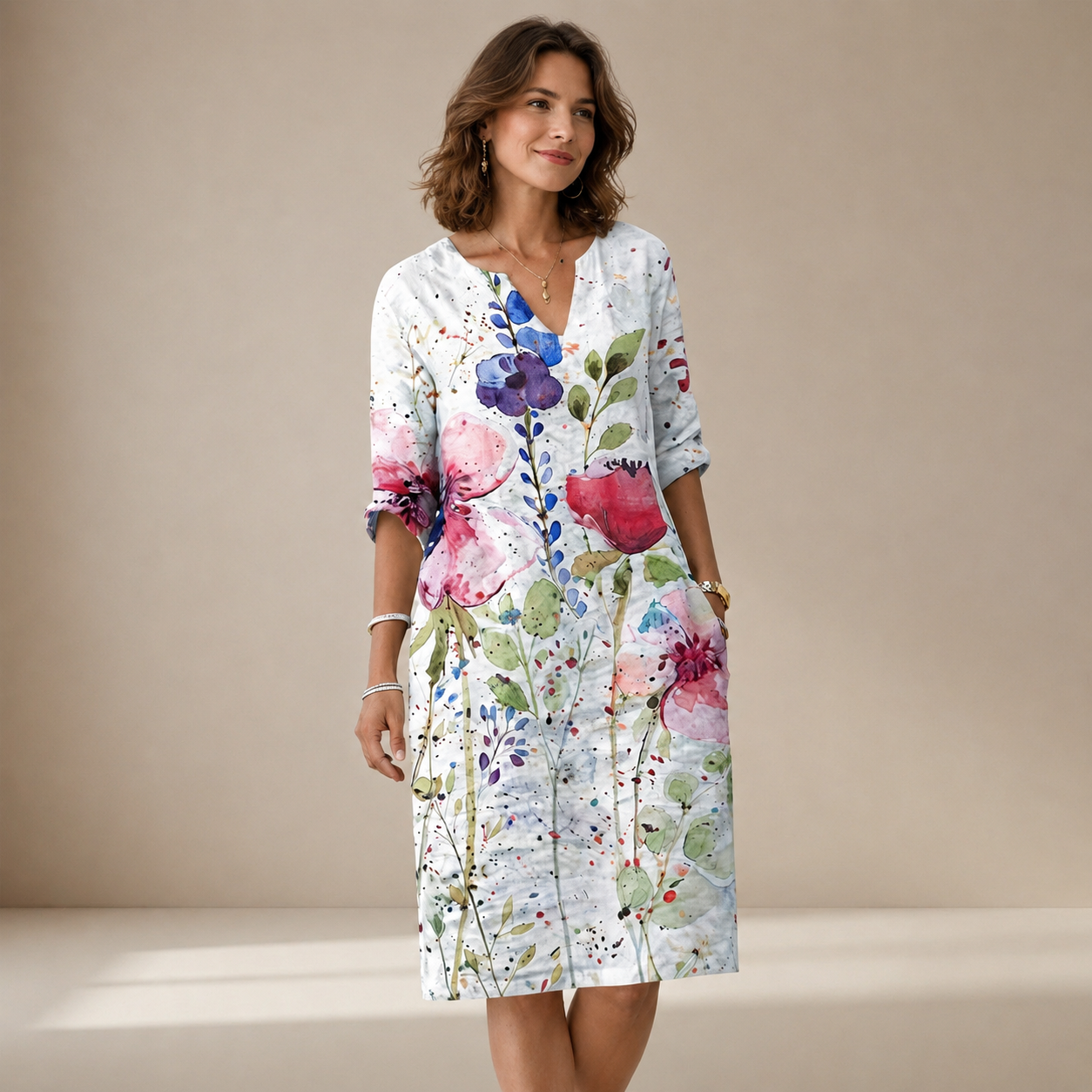 Ninna - Elegantes und vorteilhaftes Kleid mit V-Ausschnitt