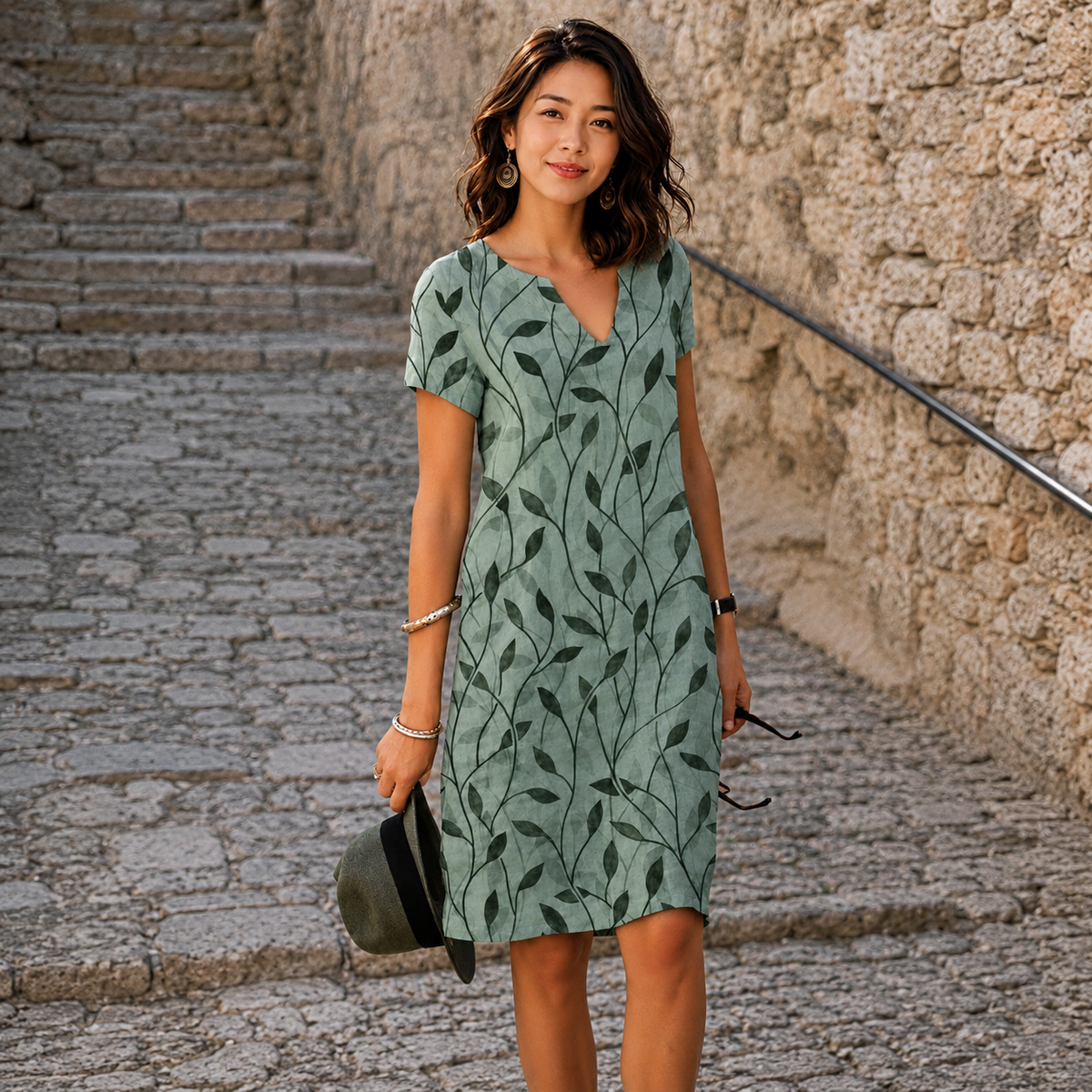 Josette - Freizeit-Midikleid mit V-Ausschnitt