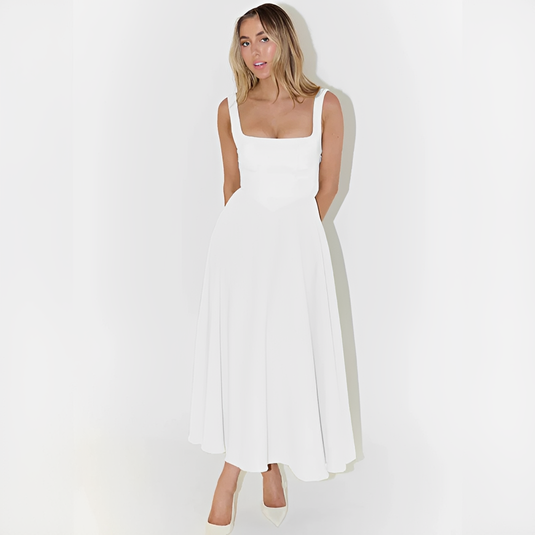 Fioren - Elegantes Midi-Kleid mit Quadratischem Ausschnitt