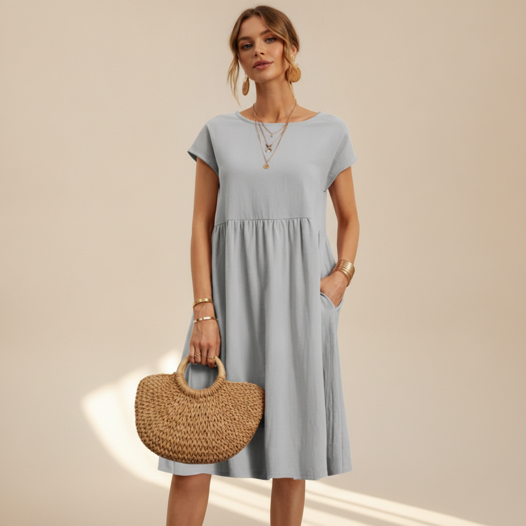 Nubia - Schickes Rundhals-Midikleid