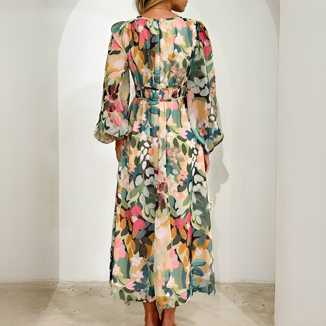 Kiara - Elegantes Fließendes Langarmkleid