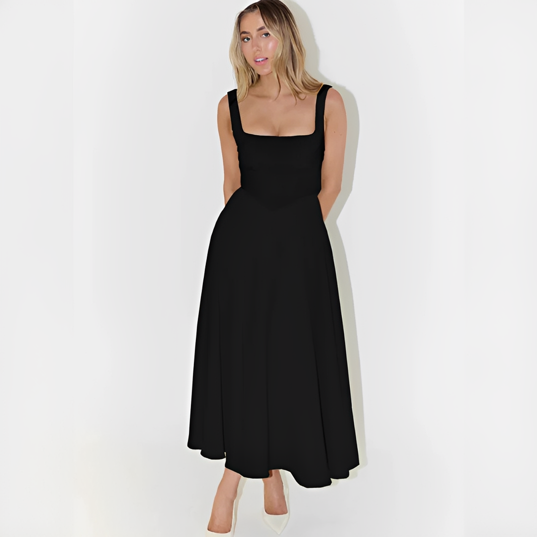 Fioren - Elegantes Midi-Kleid mit Quadratischem Ausschnitt