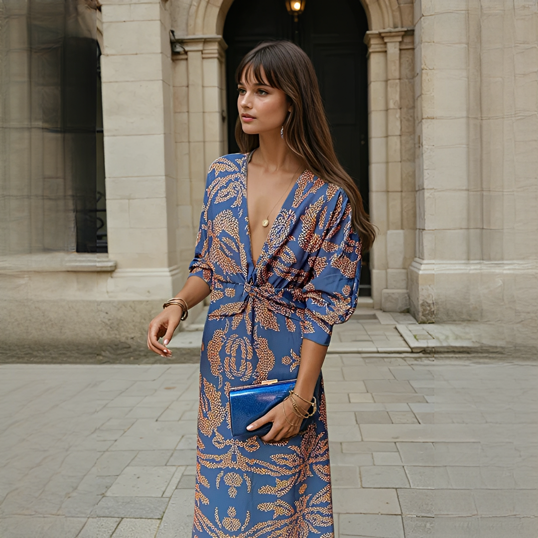 Gwynedd - Elegantes V-Ausschnitt-Kleid