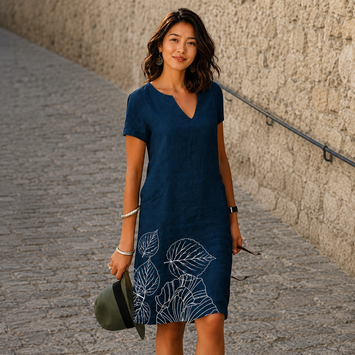 Josette - Freizeit-Midikleid mit V-Ausschnitt
