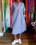 Célia - Komfortables Kleid mit Kragen und V-Ausschnitt