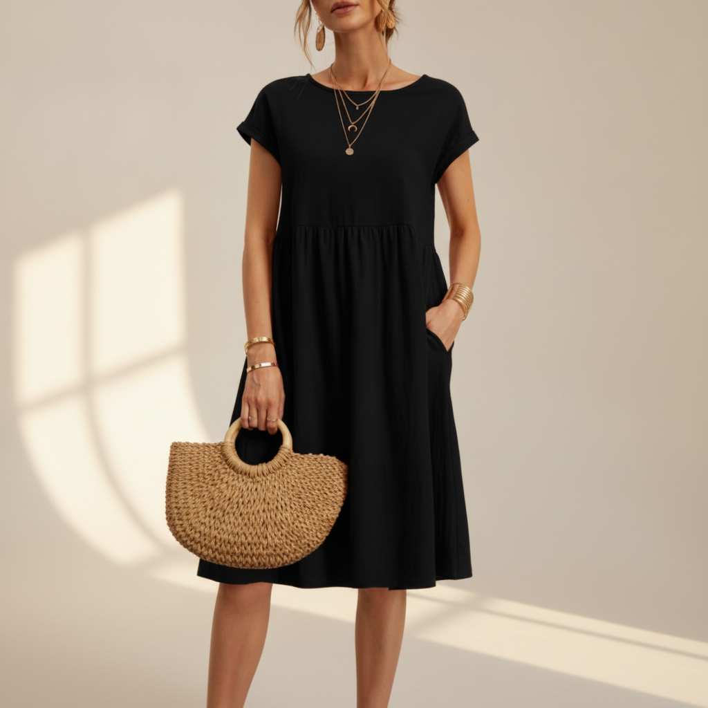Nubia - Schickes Rundhals-Midikleid