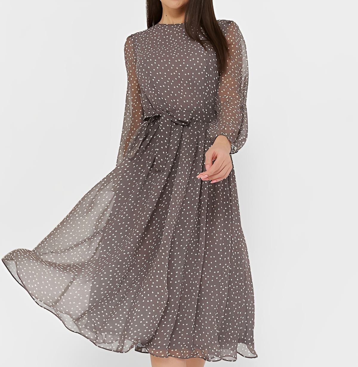 Tessa - Schickes gepunktetes Langarmkleid
