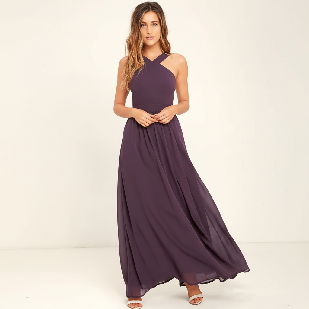 Suzanne - Stilvolles Maxikleid mit überkreuztem Halsausschnitt