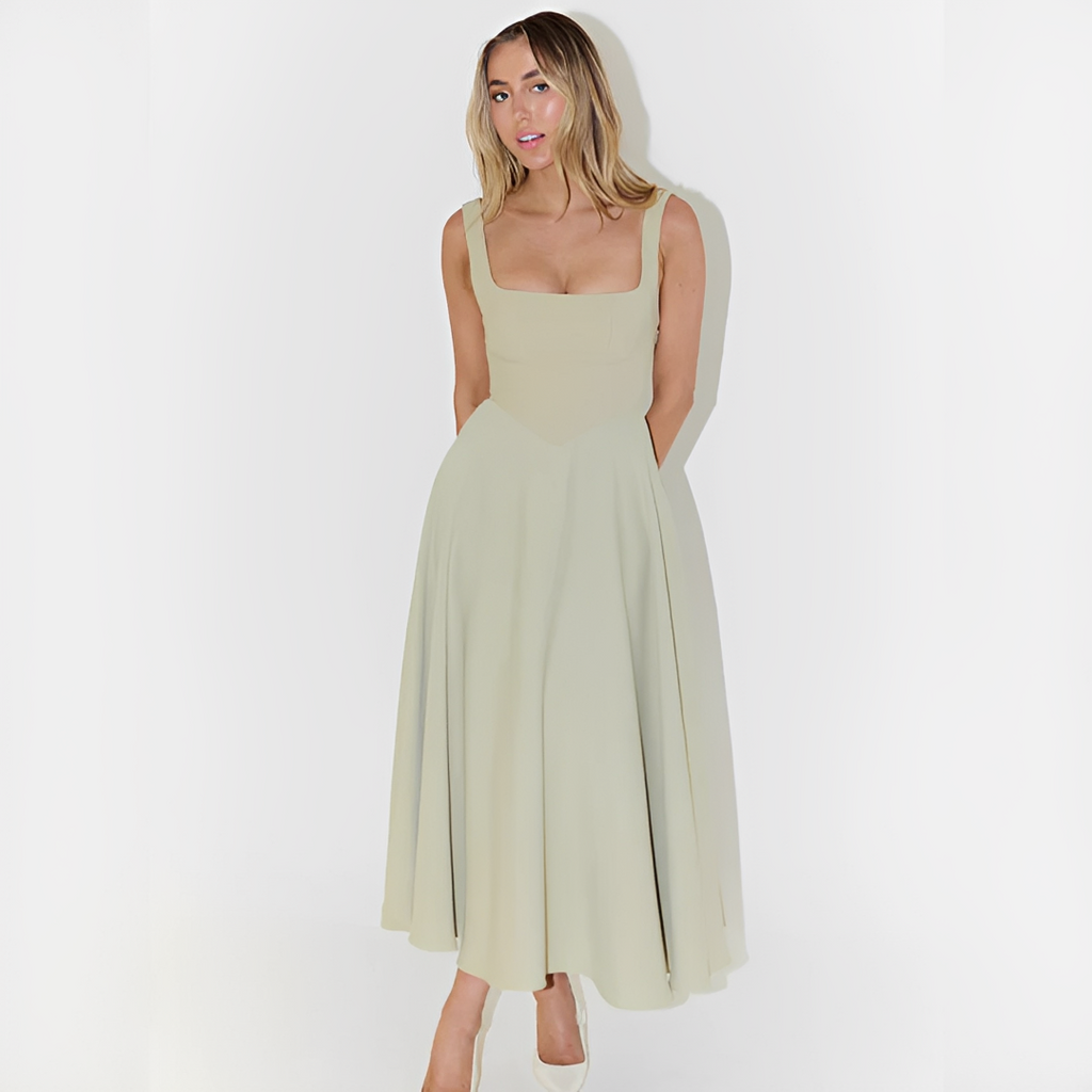 Fioren - Elegantes Midi-Kleid mit Quadratischem Ausschnitt