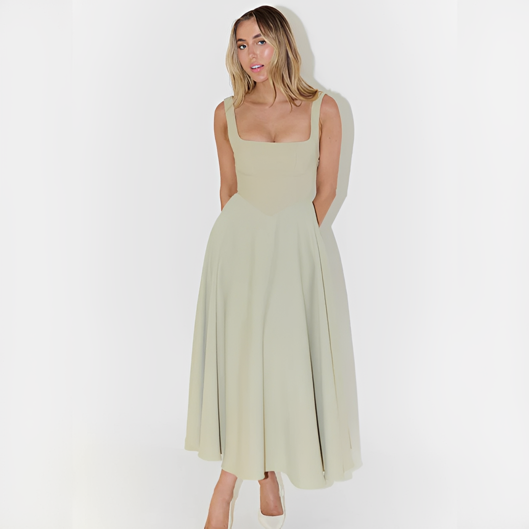 Fioren - Elegantes Midi-Kleid mit Quadratischem Ausschnitt