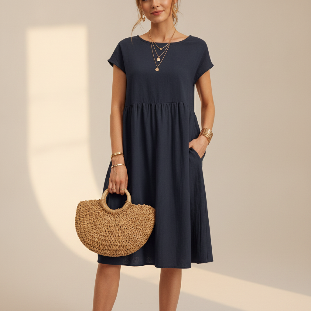 Nubia - Schickes Rundhals-Midikleid