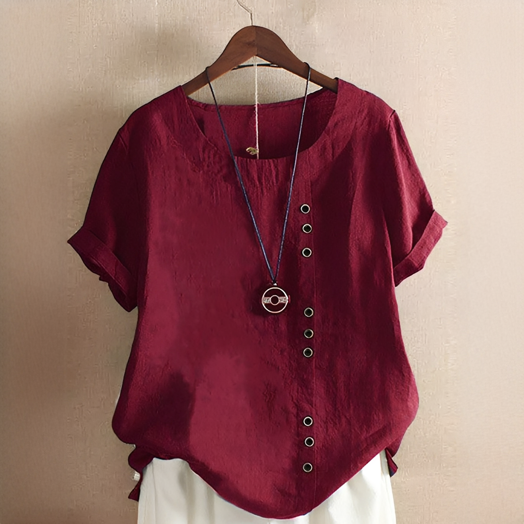 Noelle - Stilvolle Locker sitzende Bluse mit Knöpfen