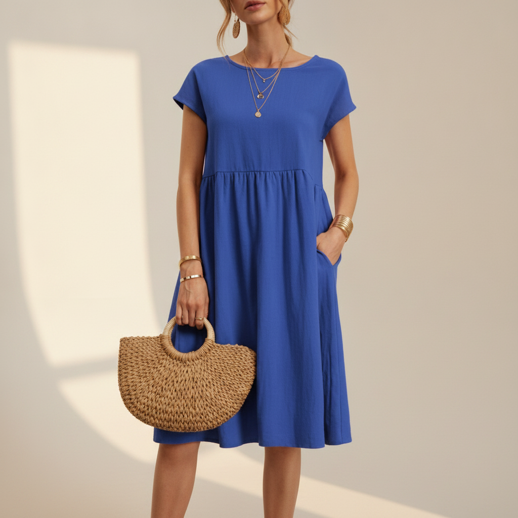 Nubia - Schickes Rundhals-Midikleid