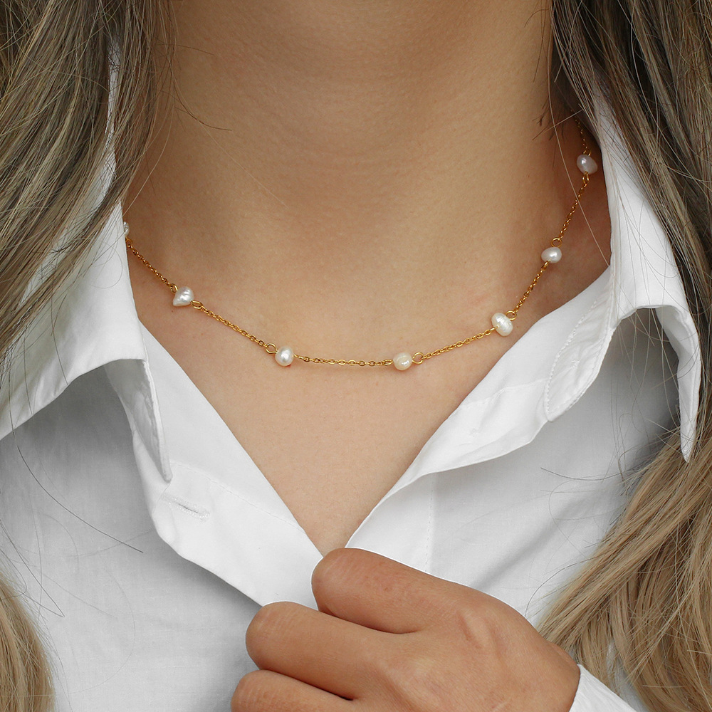 Goldenes Perlenhalsband - Alltags-Halskette