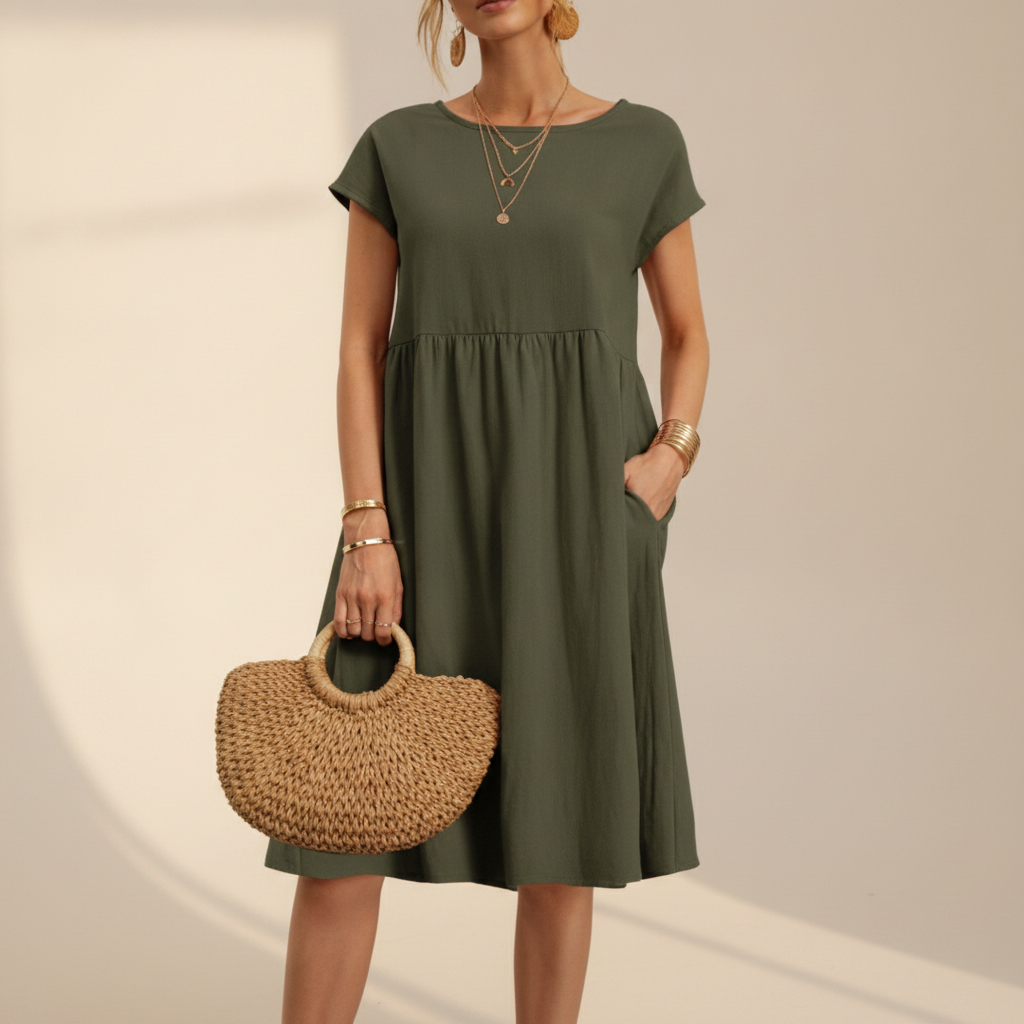 Nubia - Schickes Rundhals-Midikleid