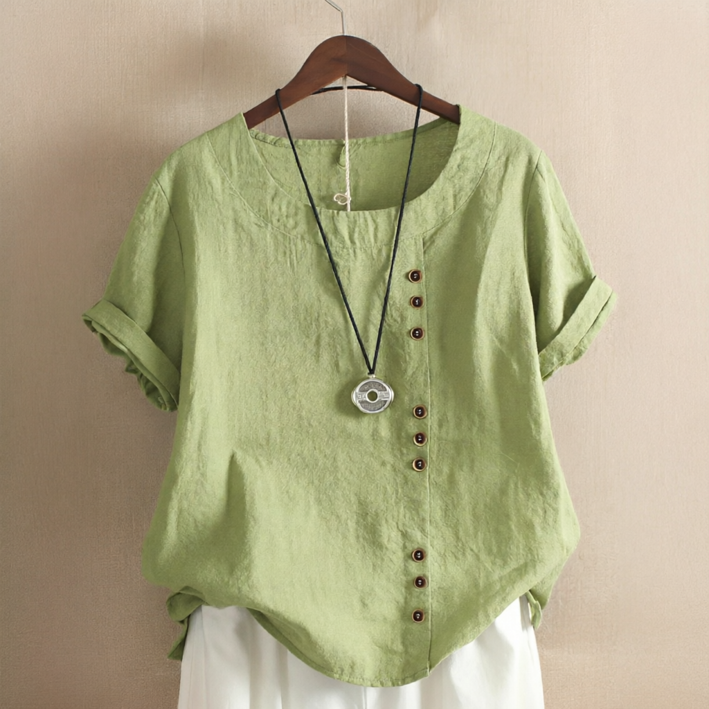 Noelle - Stilvolle Locker sitzende Bluse mit Knöpfen